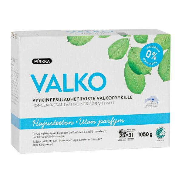 Pirkka valko pyykinpesujauhetiiviste valkopyykille 1050g