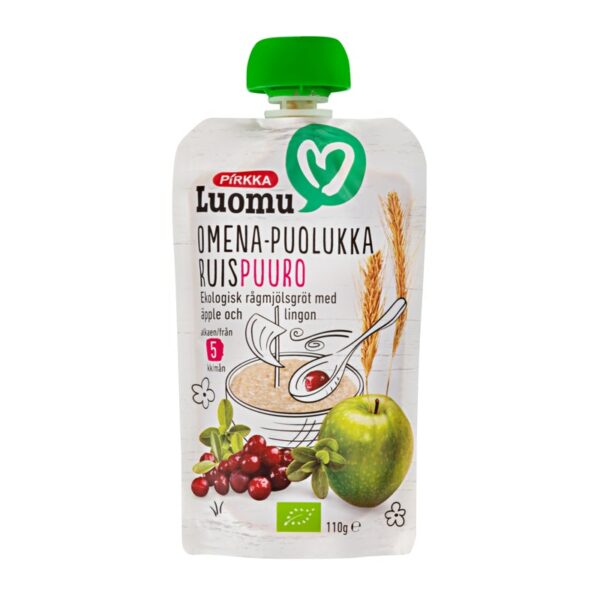 Pirkka Luomu Omena-puolukka ruispuuro 110g 5kk