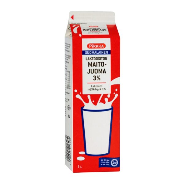 Pirkka suomalainen laktoositon maitojuoma 3 % 1l