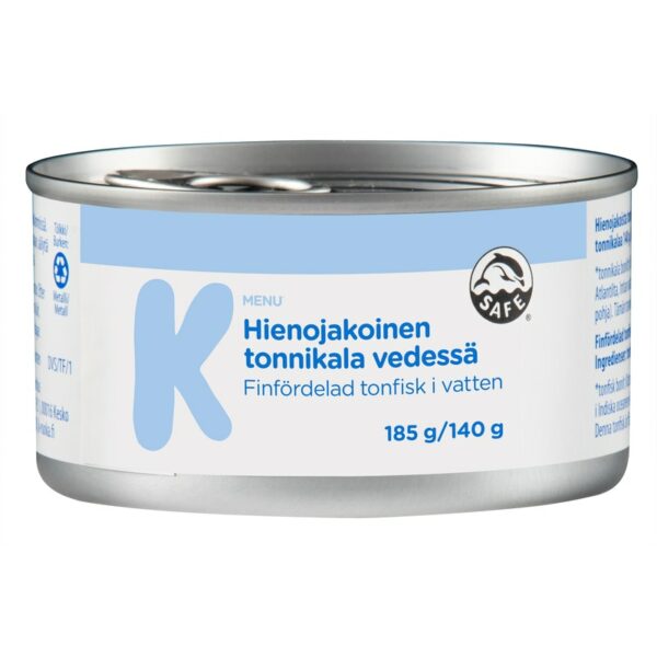 K-Menu hienojakoinen tonnikala vedessä 185g/140g