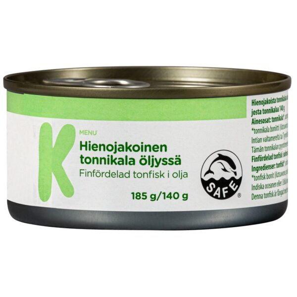 K-Menu hienojakoinen tonnikala öljyssä 185g/140g