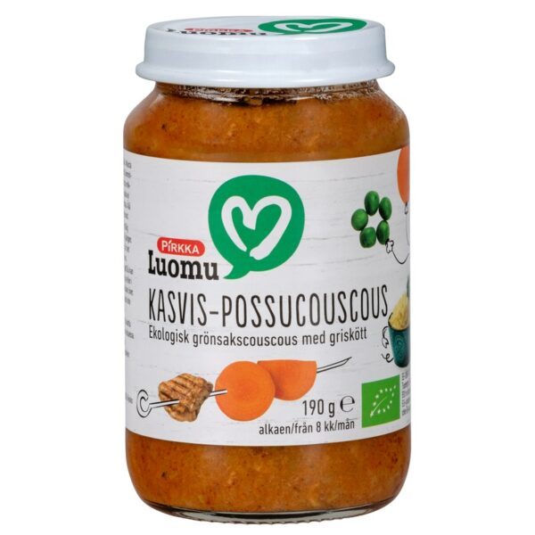 Pirkka Luomu kasvis-possucoucous 190 g 8 kk