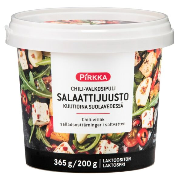 Pirkka chilivalkosipuli salaattijuusto kuutioina suolavedessä 365g