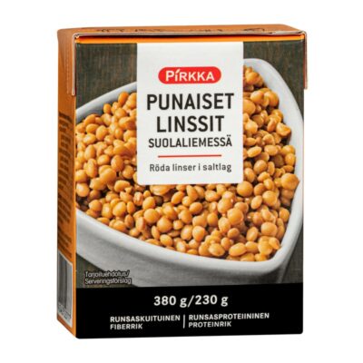 Pirkka punaiset linssit suolaliemessä 380g/230g