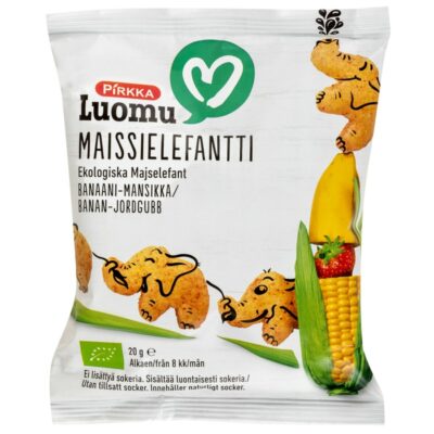 Pirkka Luomu maissielefantti 20g 8kk banaani mansikka