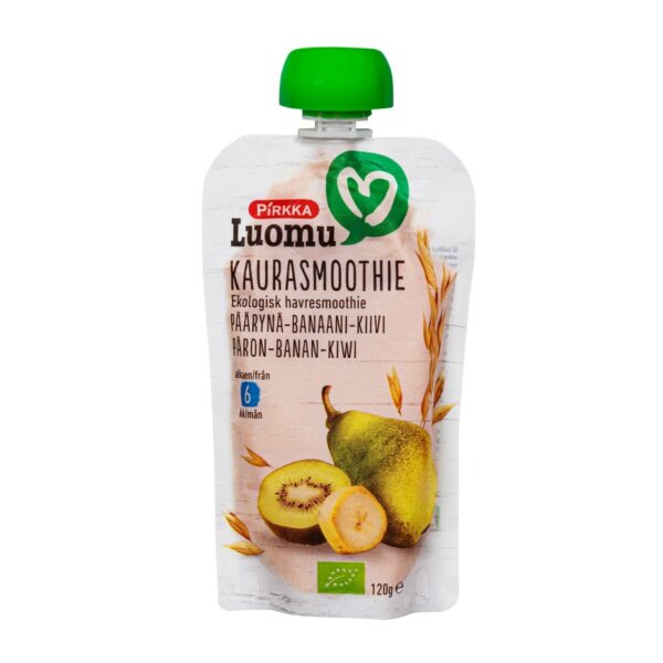 Pirkka Luomu kaurasmoothie päärynä-banaani-kiivi 120g alkaen 6kk