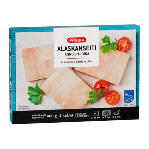 Pirkka alaskanseiti annospaloina 400g/4kpl MSC pakaste