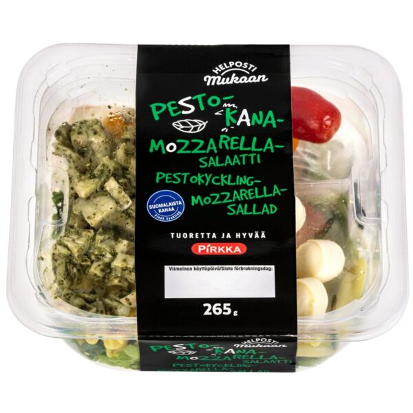 Pirkka Helposti mukaan pestokana-mozzarellasalaatti 265g