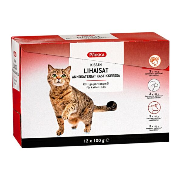 Pirkka kissan lihaisat annosateriat kastikkeessa 12x100g