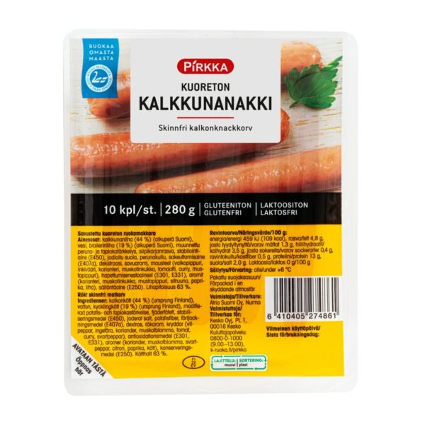 Pirkka kuoreton kalkkunanakki 10kpl/280g