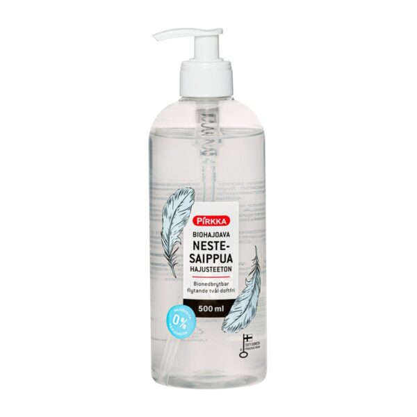 Pirkka biohajoava nestesaippua 500ml hajusteeton