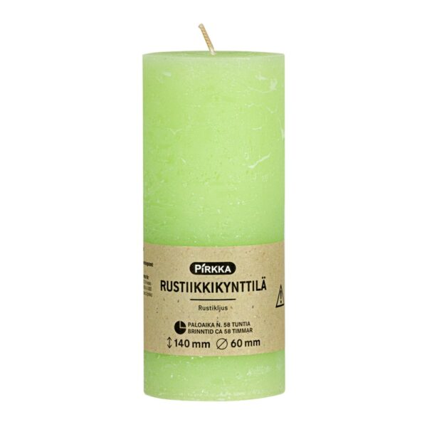 Pirkka rustiikkikynttilä 60x140 mm vaalea minttu