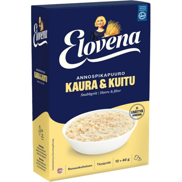 Elovena 12x40g annospikapuuro kaura ja kuitu