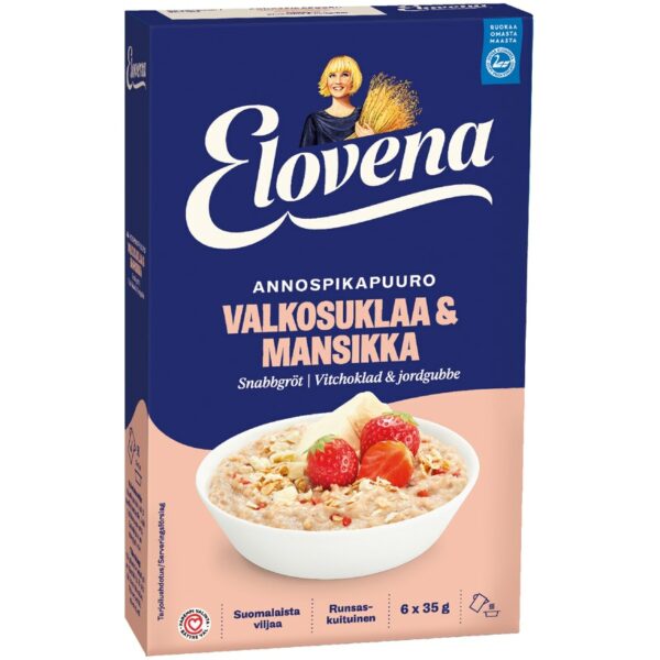 Elovena 6x35g annospikapuuro valkosuklaa-mansikka