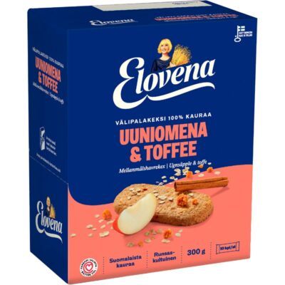 Elovena välipalakeksi 10x30g Uuniomena & Toffee