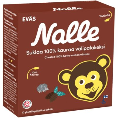 Nalle välipalakeksi 10x15g suklaa 100% kauraa