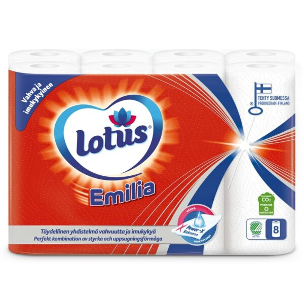 Lotus Emilia 8 rll talouspyyhe perhepakkaus valk