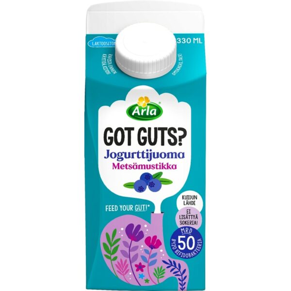 Arla Got Guts jogurttijuoma 330ml metsämustikka laktoositon
