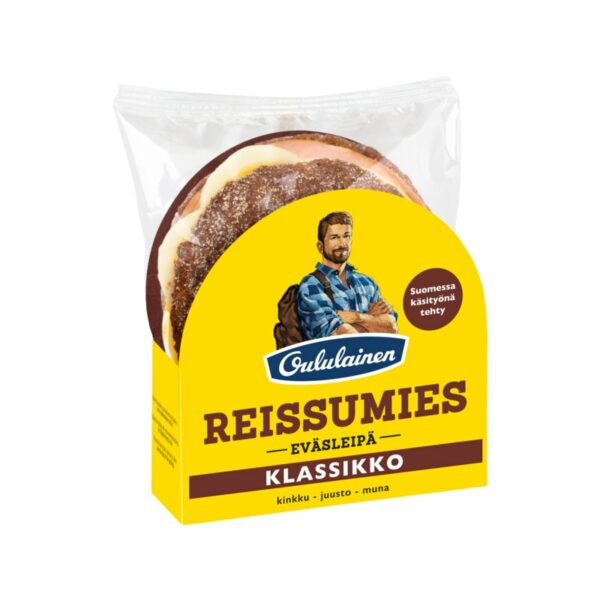 Oululainen Reissumies eväsleipä klassikko kinkku-juusto-muna 160g