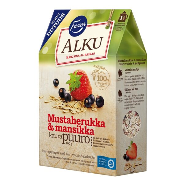 Fazer Alku mustaherukka & mansikka kaurapuuro 400g