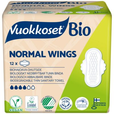 Vuokkoset 12kpl 100%Bio Normal Wings ohutside