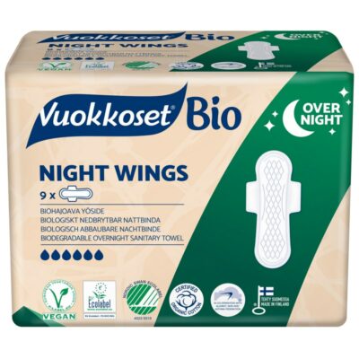 Vuokkoset yöside 9kpl 100%Bio Night Wings