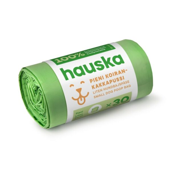 Hauska Pieni 200x300 vihreä biohajoava koirankakkapussi 30 kpl