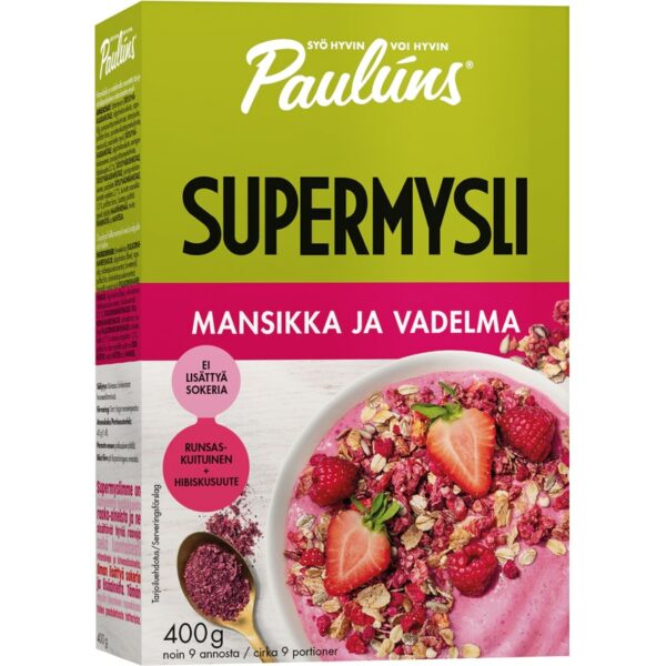 Paulúns Supermysli mansikka ja vadelma 400g