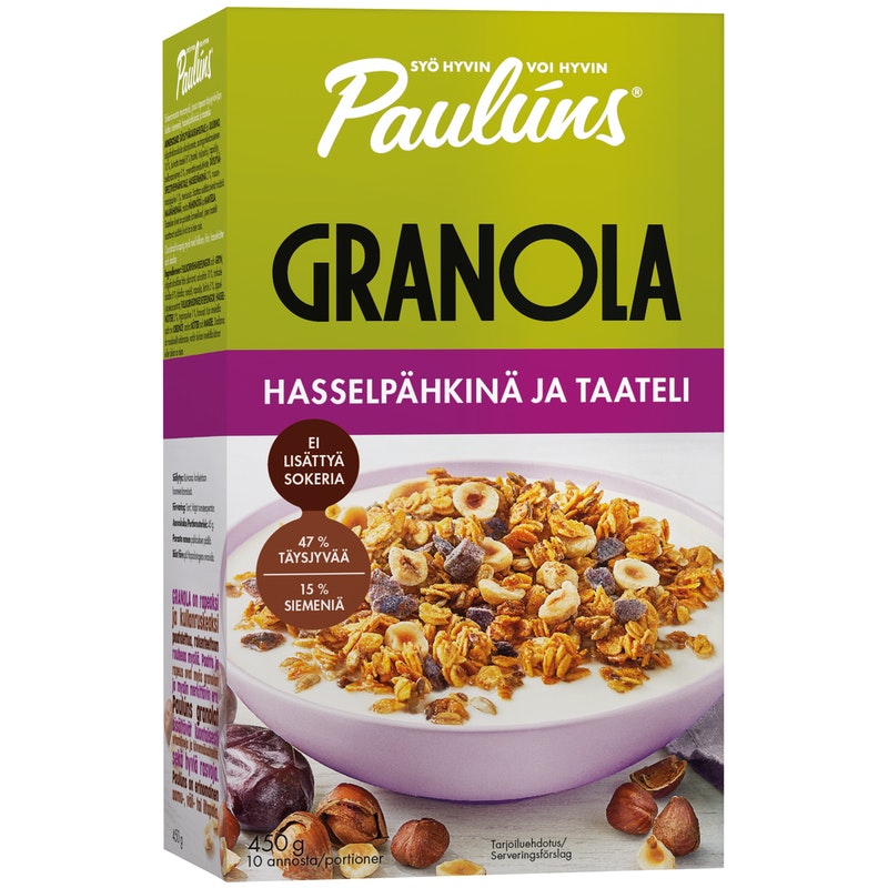Paulúns 450g hasselpähkinä ja taateli granola muromysli