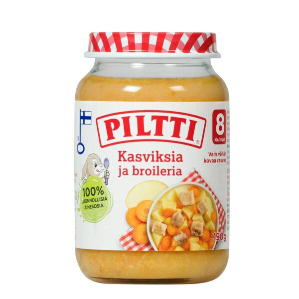 Piltti Kasviksia ja broileria 190g 8kk