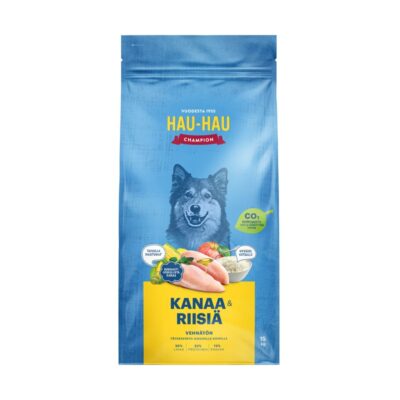 Hau-Hau Champion täysravinto kaikille aikuisille koirille 15kg kana-riisi