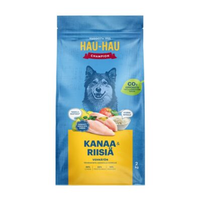 Hau-Hau Champion täysravinto kaikille aikuisille koirille 2kg kana-riisi