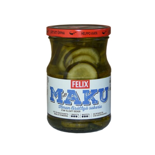 Felix Maku viipaloituja kurkkuja mausteliemessä ilman lisättyä sokeria 560g/300g