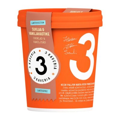 3 Kaverin jäätelö 500ml suklaa & vaniljakastike laktoositon