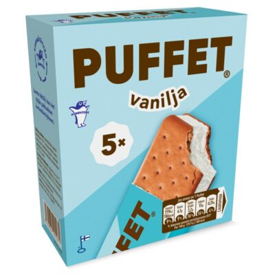 Puffet vanilja välipalajäätelö monipakkaus 5x62g/110ml