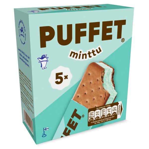 Puffet jäätelö 5x62g minttu monipakkaus