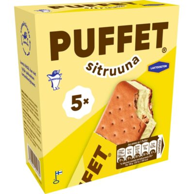 Puffet Sitruuna laktoositon välipalajäätelö  monipakkaus 5x62g/110ml