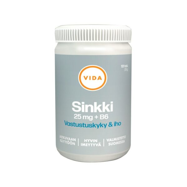 Vida ravintolisä sinkki 25 mg 120 tablettia 26 g