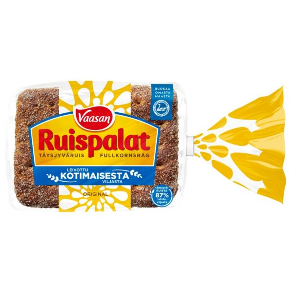 VAASAN Ruispalat 330 g 6 kpl täysjyväruisleipä