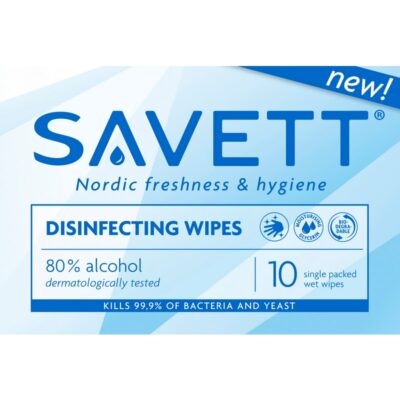 Savett kosteuspyyhe ihon desinfiointiin 10kpl Disinfecting Wipe