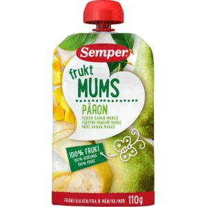 Semper 110g Fruktmums Päron päärynää, banaania ja mangoa alkaen 6 kk täyshedelmäsose