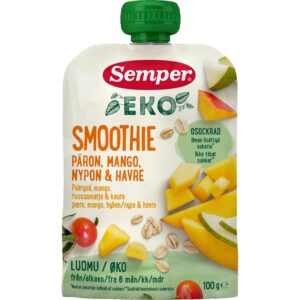 Semper Luomu Smoothie päärynä, mango, ruusunmarja & kaura 100g  alkaen 6kk