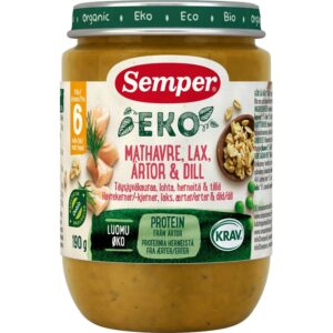 Semper Luomu Täysjyväkaura, lohta, herneitä & tilliä 190g alkaen 6kk