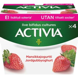 Danone Activia mansikkajogurtti 4x125g ei lisättyä sokeria