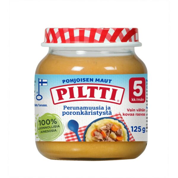 Piltti Pohjoisen maut 5kk 125g perunamuusia ja poronkäristystä