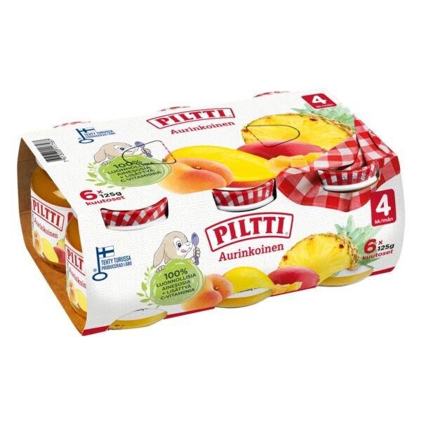 Piltti 6x125g Aurinkoinen hedelmäsose 4kk