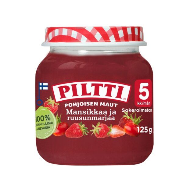 Piltti Pohjoisen Maut Mansikkaa ja ruusunmarjaa 125g 5kk