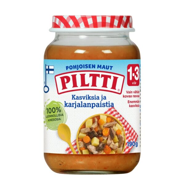 Piltti Pohjoisen maut kasviksia ja karjalanpaistia 190g 1-3v