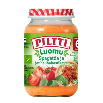 Piltti Luomu Spagettia ja jauhelihakastiketta 190g alkaen 6kk