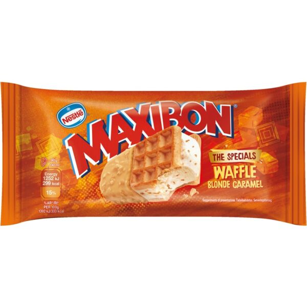 Maxibon Waffle Blonde Caramel välipalajäätelö 90g